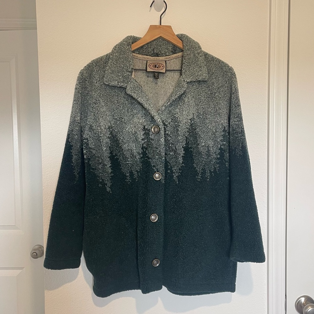 Vintage County Clothing Company Fleece Jacket Sz Md Green Warm Cozy Mountain 90s